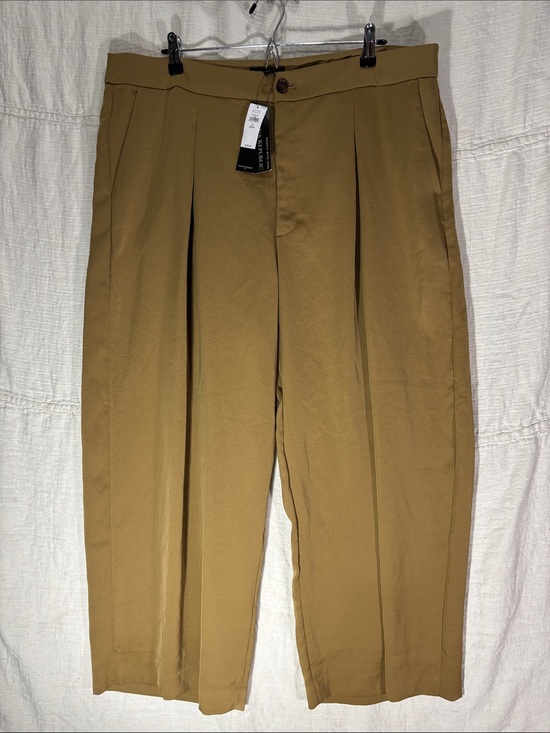 Banana Republic Pants - NWT Banana Republic Pleated Wide Leg Trousers Camel Tan 18 Petite Classic Career